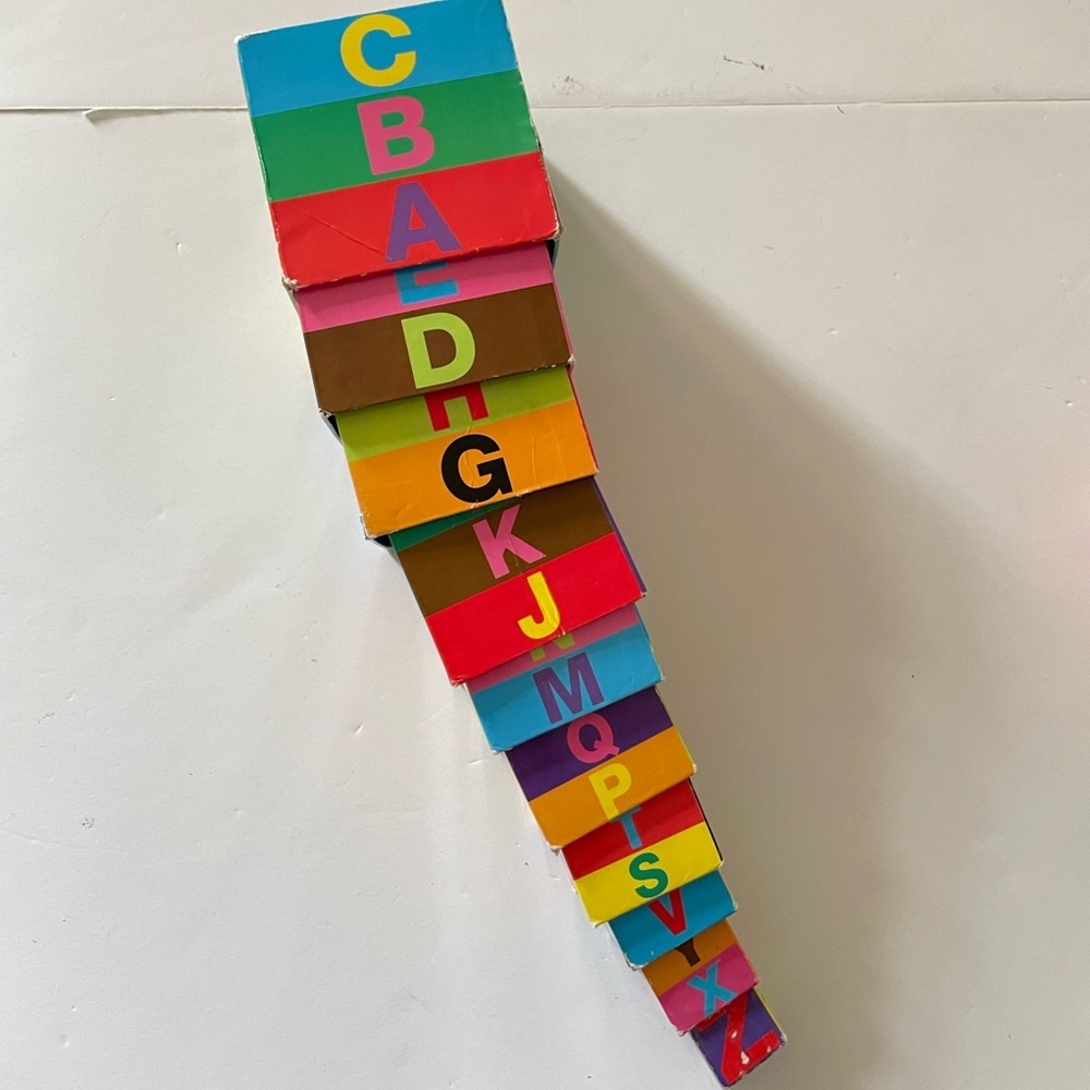 Vintage Deluxe 10piece Alphabet Nesting and Stacking Blocks Colorful